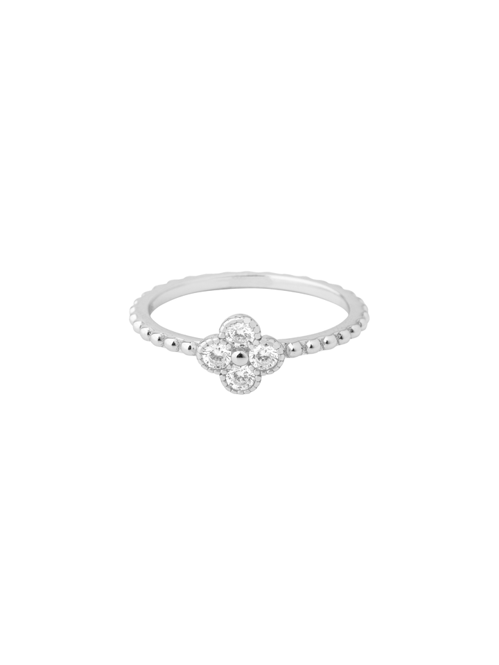 Anillo Trebol Cuatro Hojas Zirconia