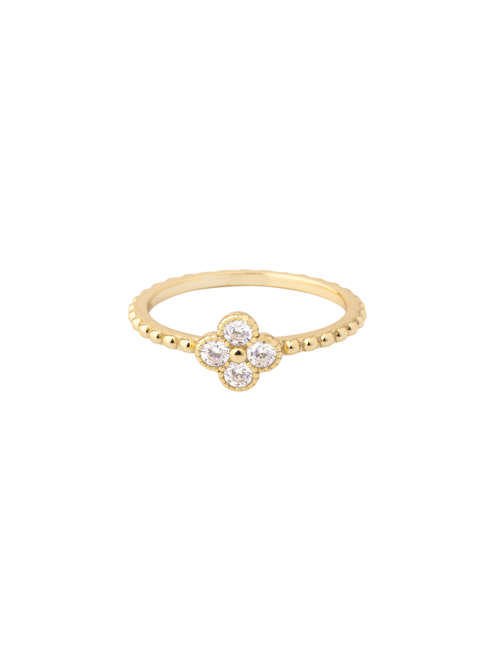 Anillo Trebol Cuatro Hojas Zirconia