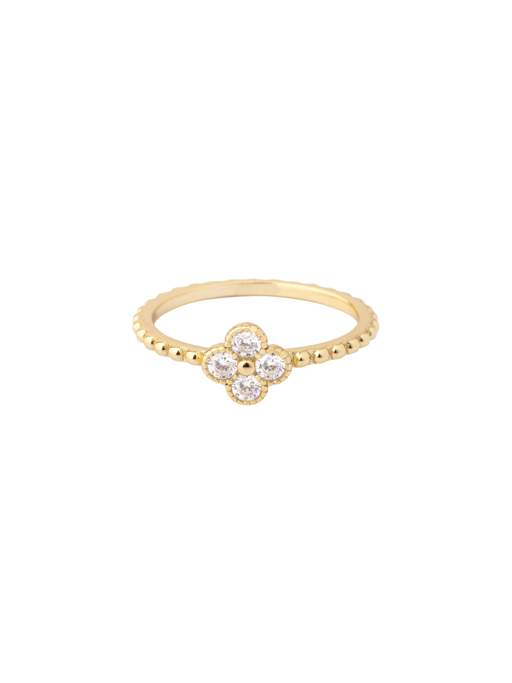 Anillo Trebol Cuatro Hojas Zirconia