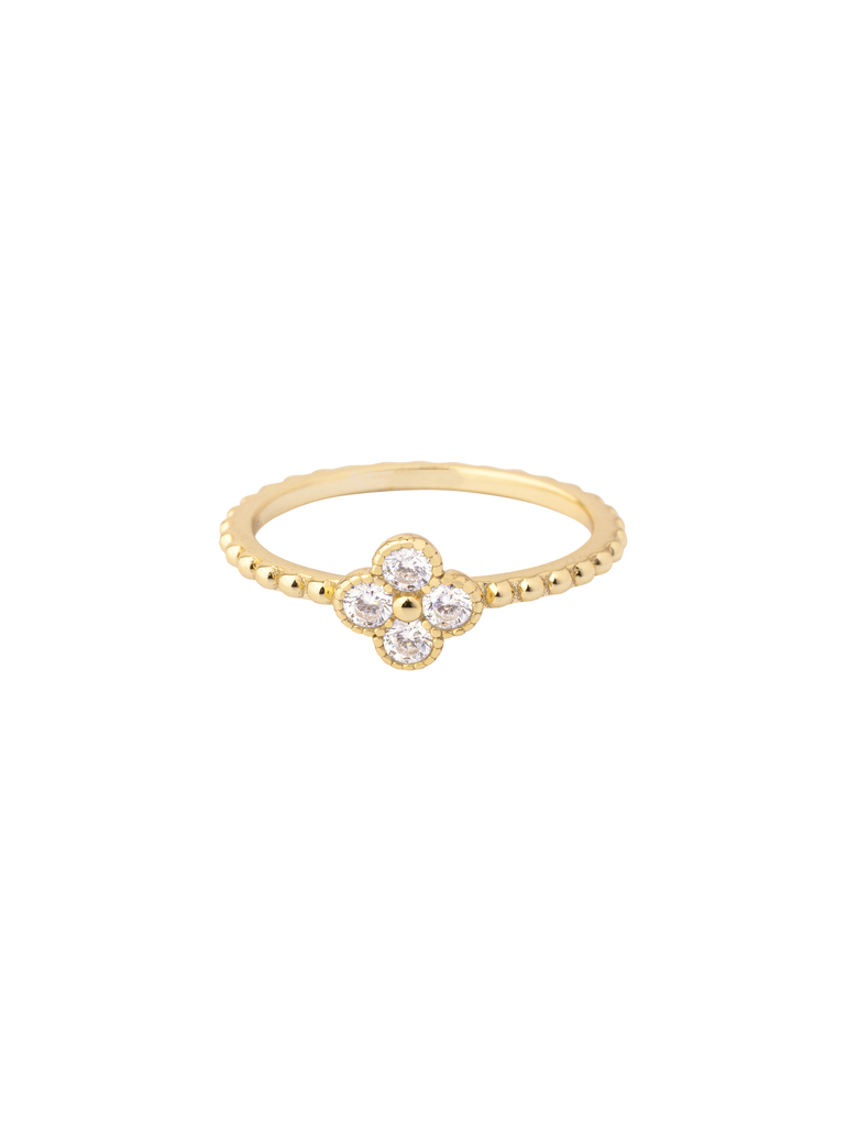 Anillo Trebol Cuatro Hojas Zirconia