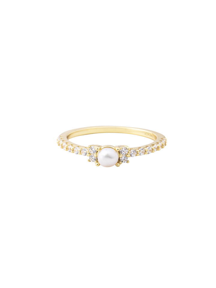 Anillo Perla Central y Zirconias
