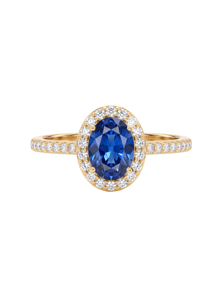 Anillo Ovalo Con Zirconia Azul