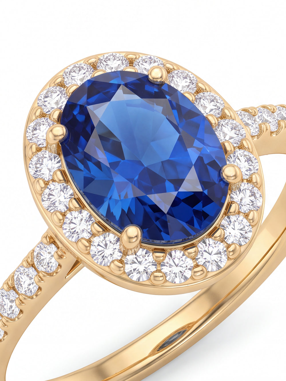 Anillo Ovalo Con Zirconia Azul