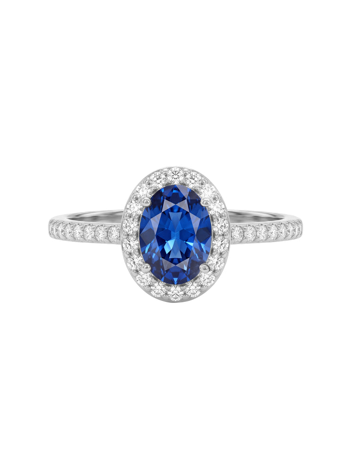 Anillo Ovalo Con Zirconia Azul