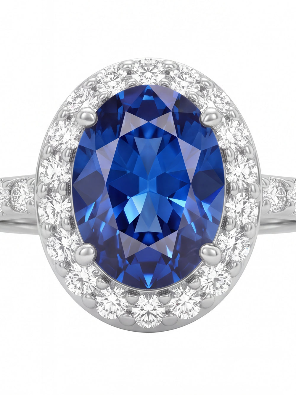 Anillo Ovalo Con Zirconia Azul