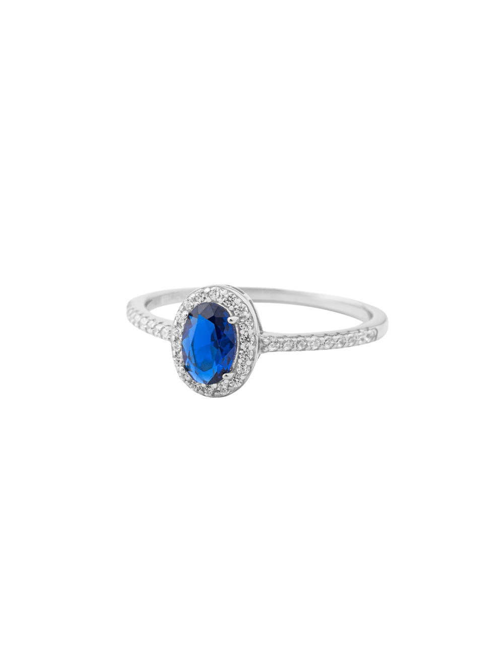 Anillo Ovalo Con Zirconia Azul