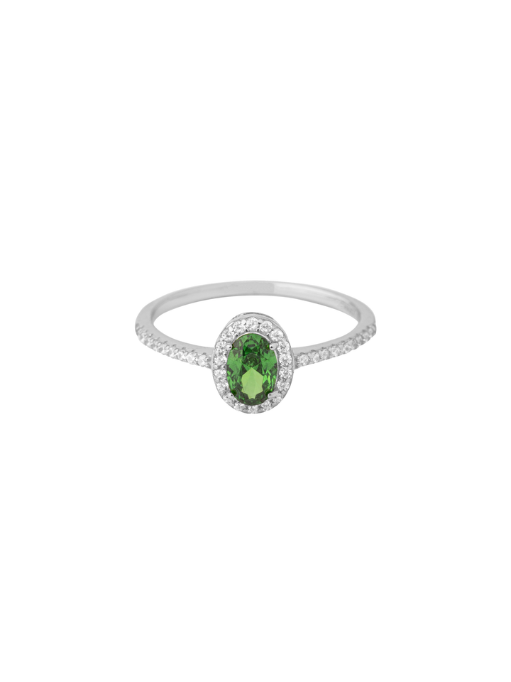 Anillo Ovalo Con Zirconia Verde