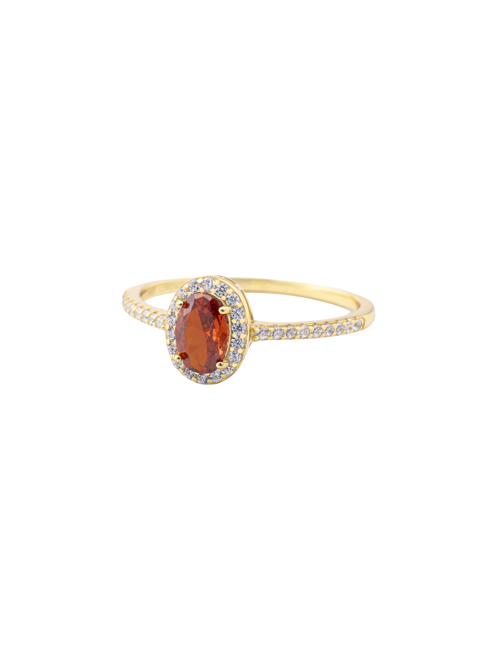 Anillo Ovalo Con Zirconia Naranja