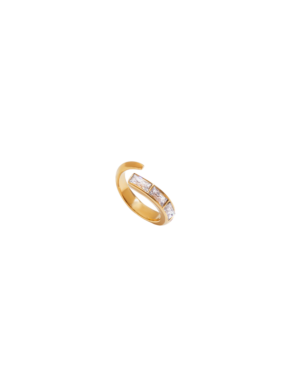 Anillo Abierto Cruzado Baguettes Zirconias