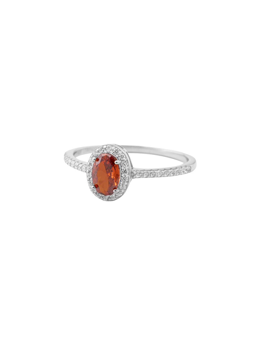 Anillo Ovalo Con Zirconia Naranja