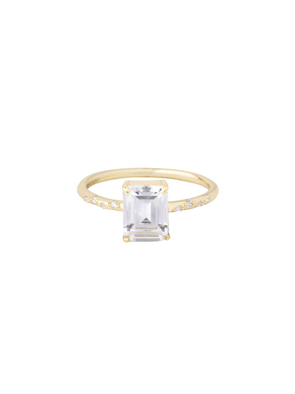 Anillo Con Piedra Rectangular Blanca Y Zirconias