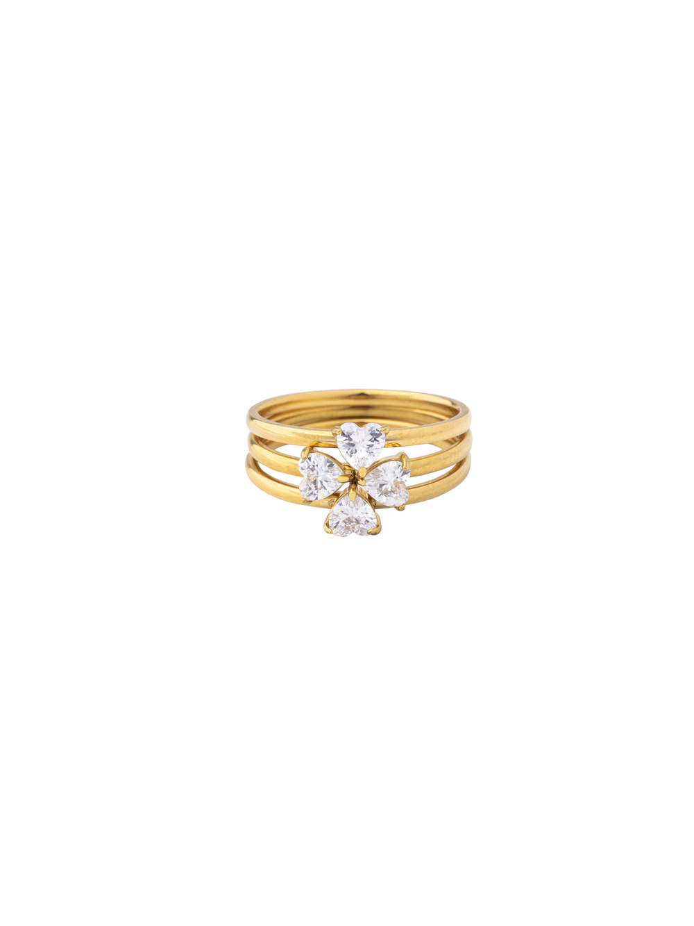 Set Anillos Forma Trebol Zirconias
