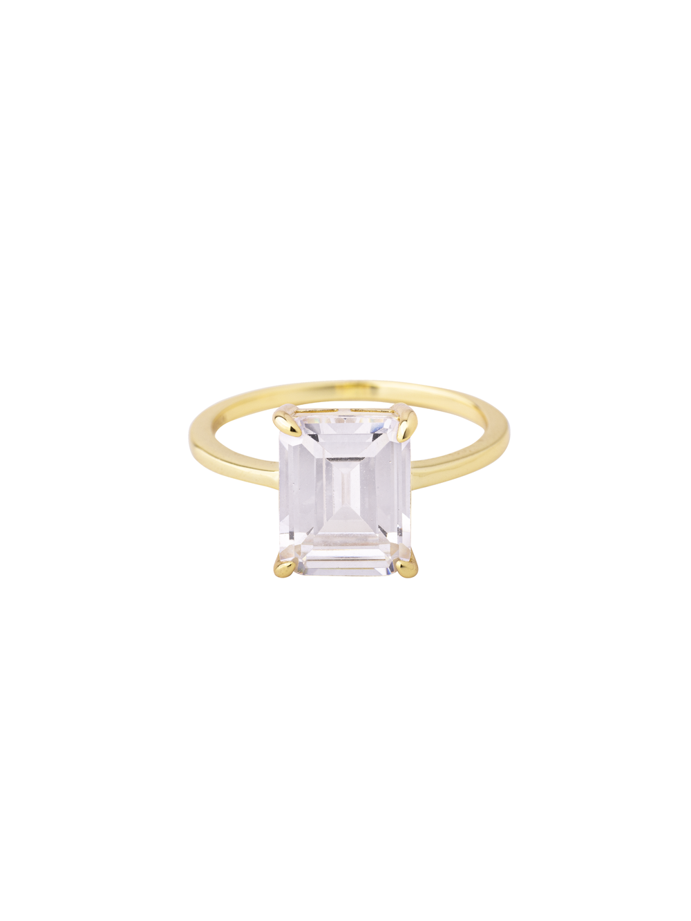 Anillo Con Piedra Rectangular Blanca