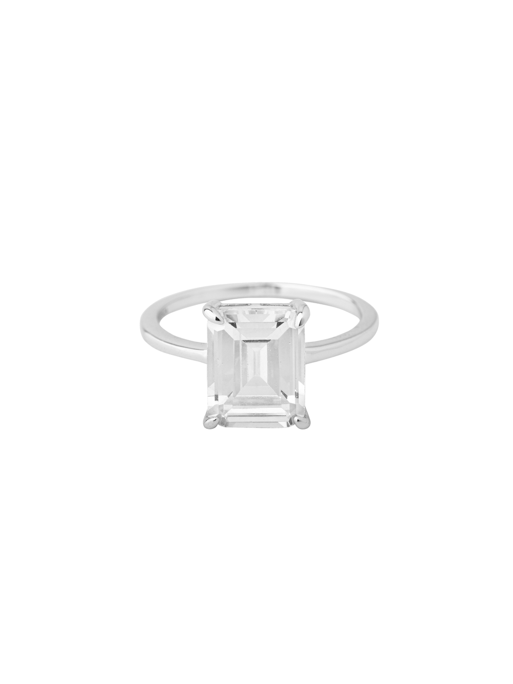 Anillo Con Piedra Rectangular Blanca