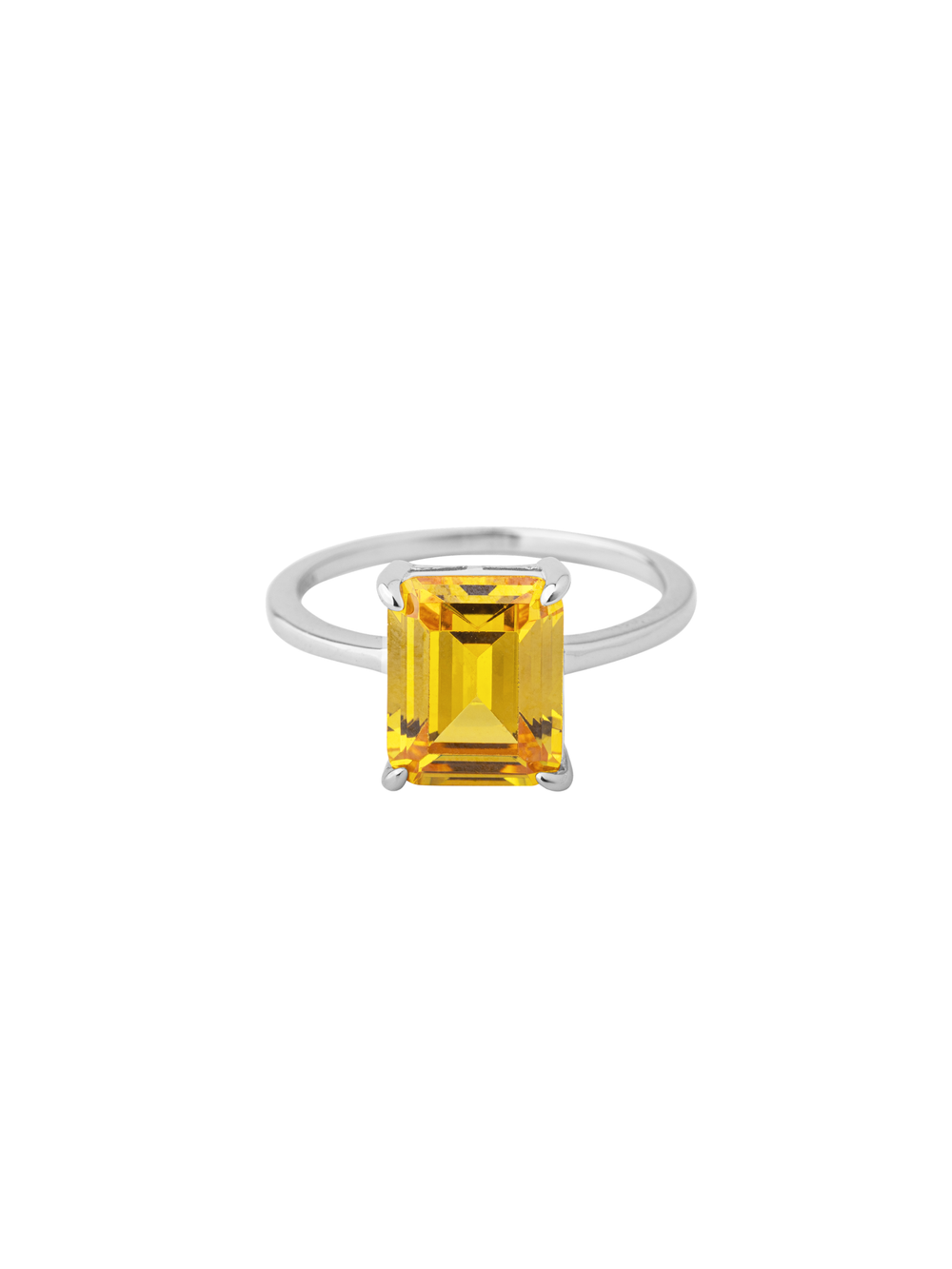 Anillo Con Piedra Rectangular Amarilla