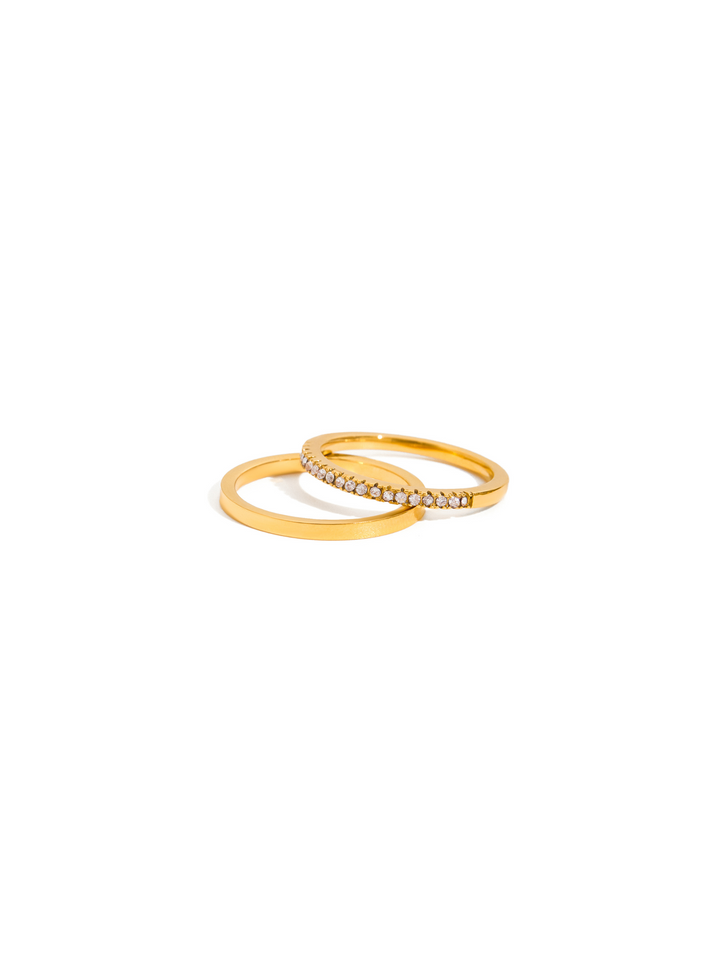 Set Anillos Delgados Zirconias y Liso