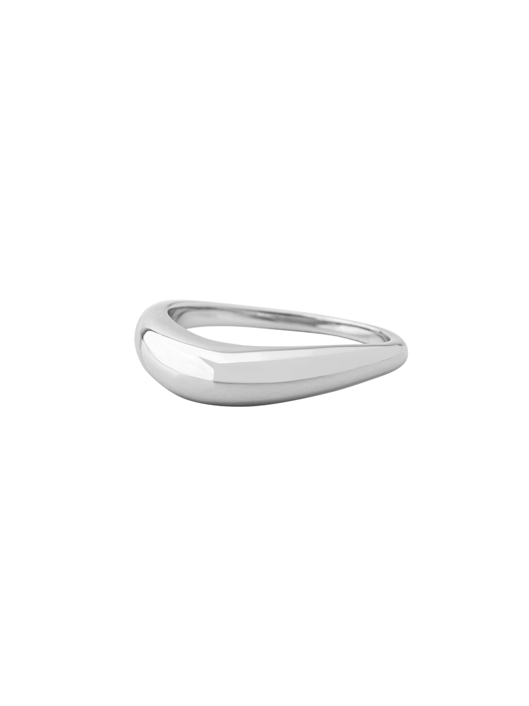 Anillo Grueso Ondulado Plateado