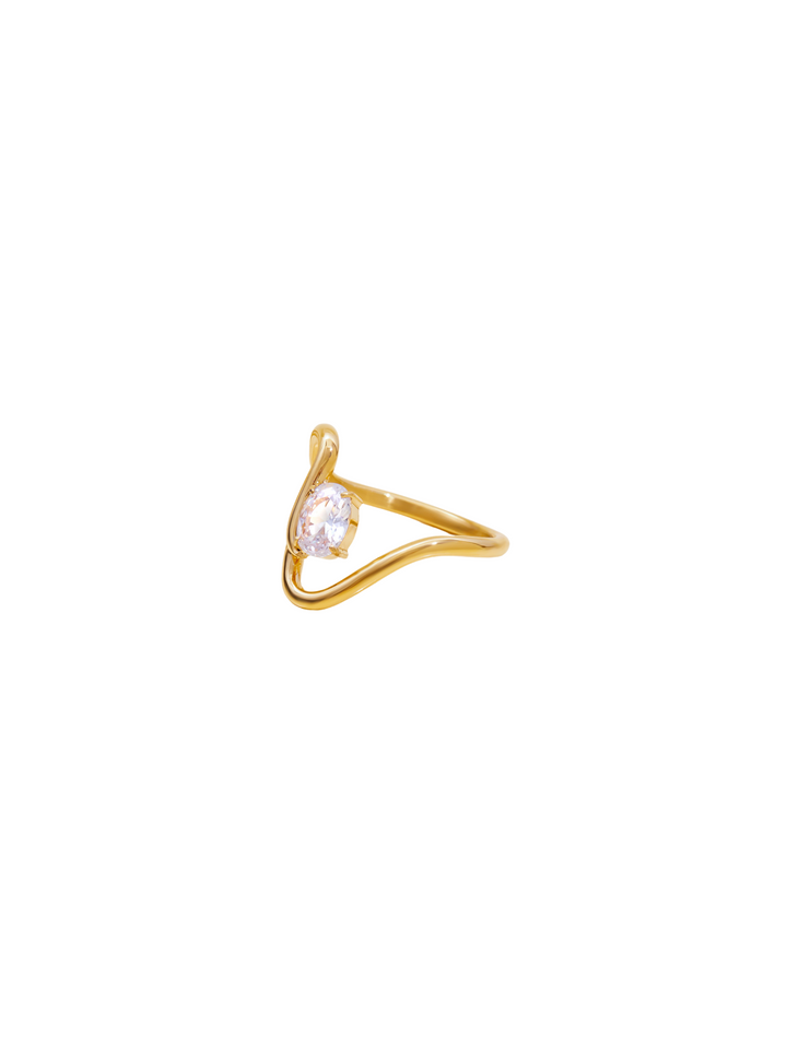 Anillo Curveado Con Zirconia Ovalada