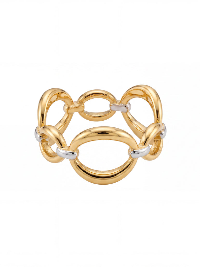Anillo Ovados Enlazados Combinado
