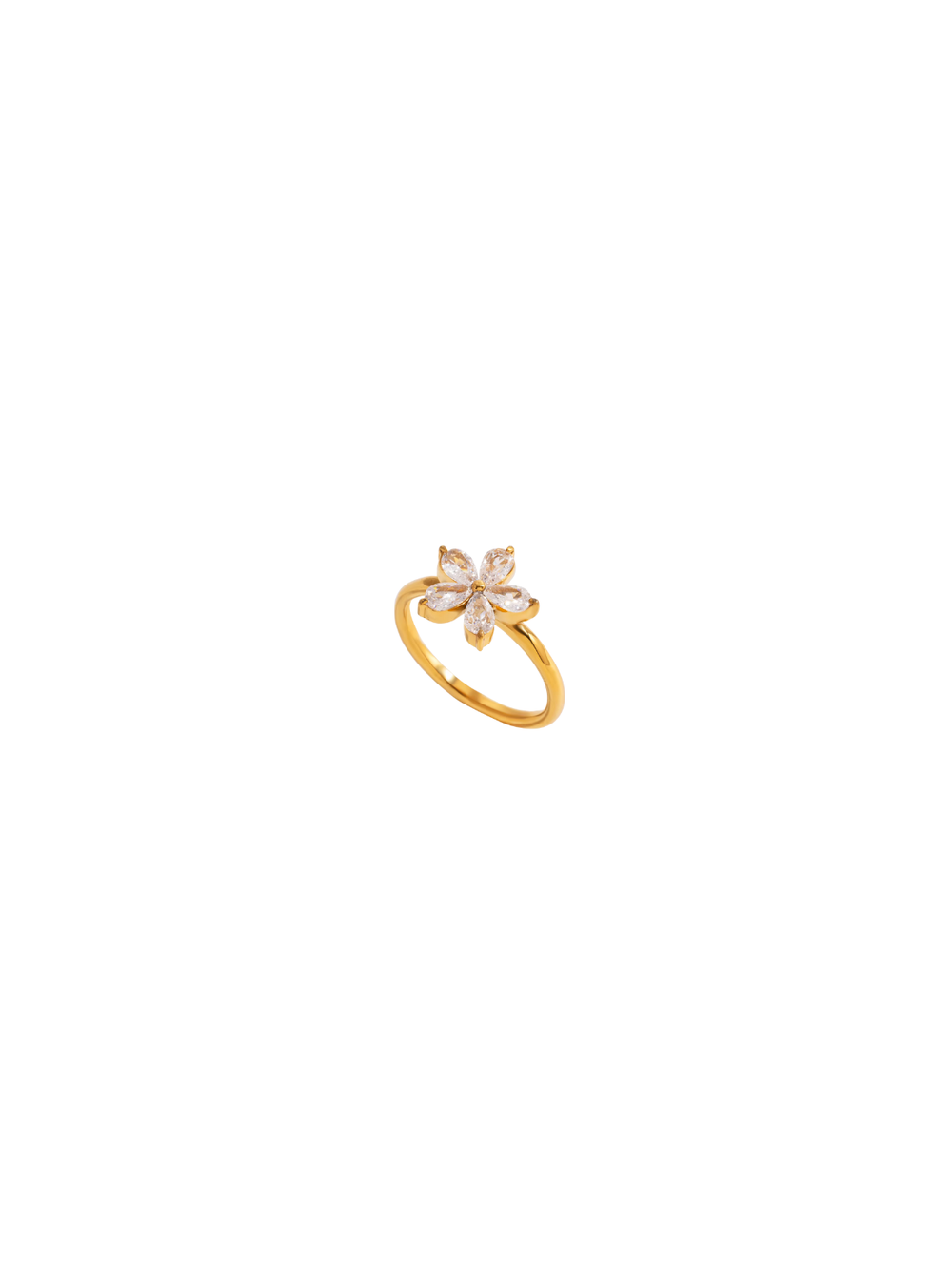 Anillo Flor Cinco Petalos Zirconia