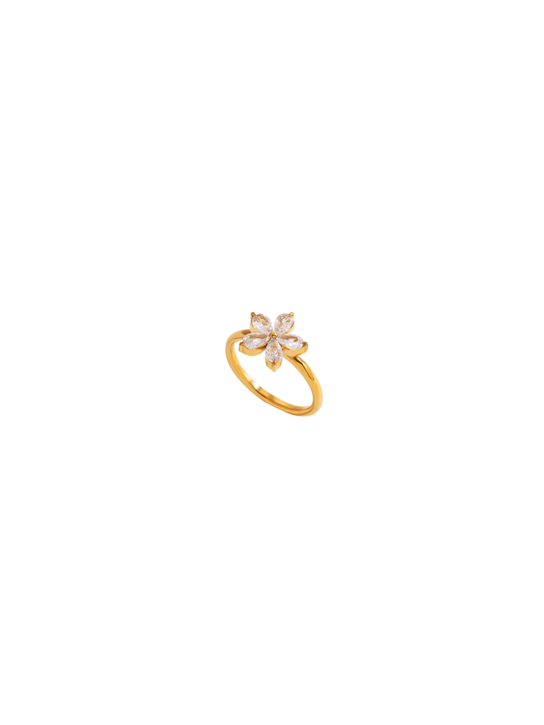 Anillo Flor Cinco Petalos Zirconia