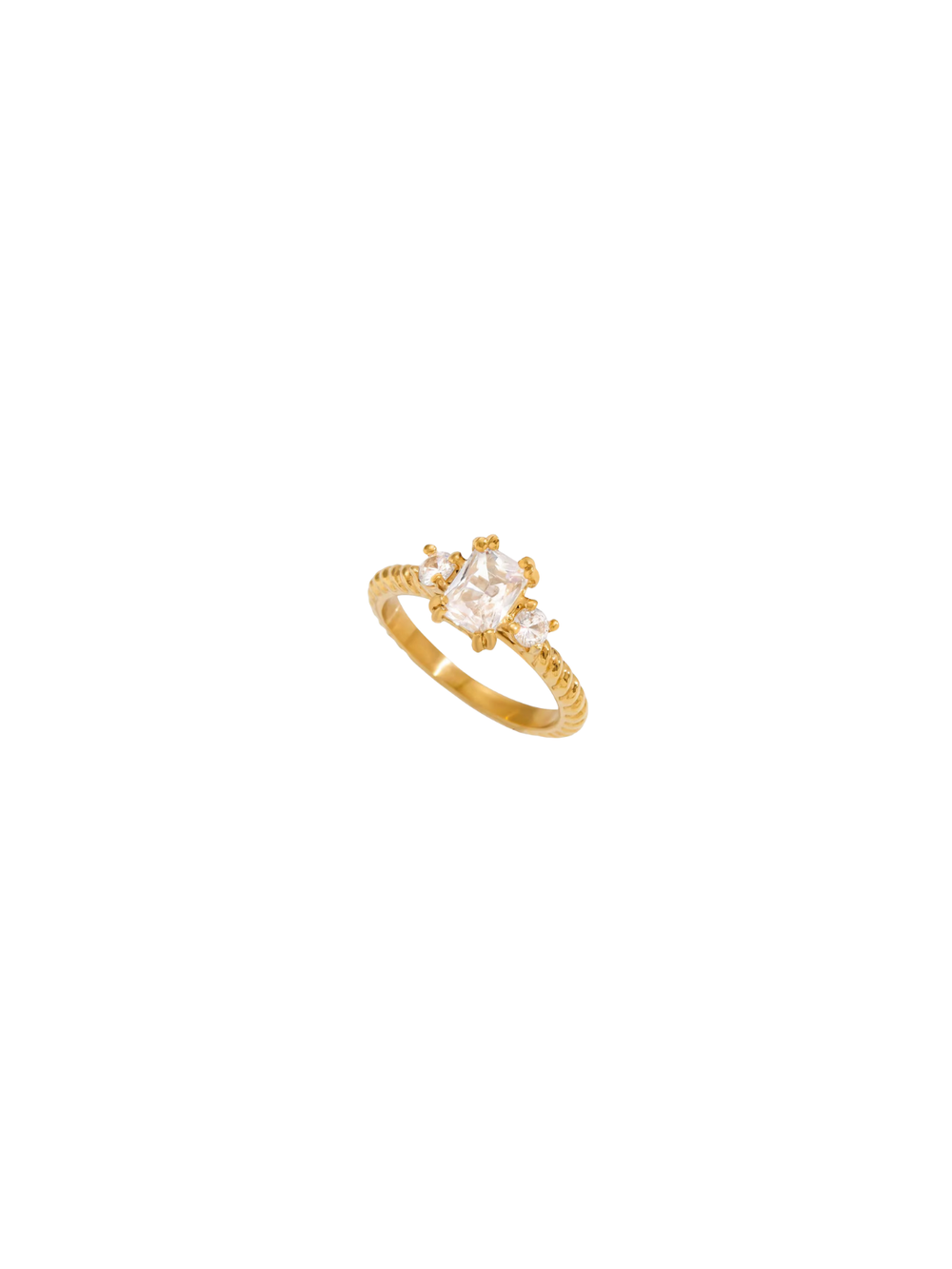 Anillo Torcido Con Zirconia Rectangular