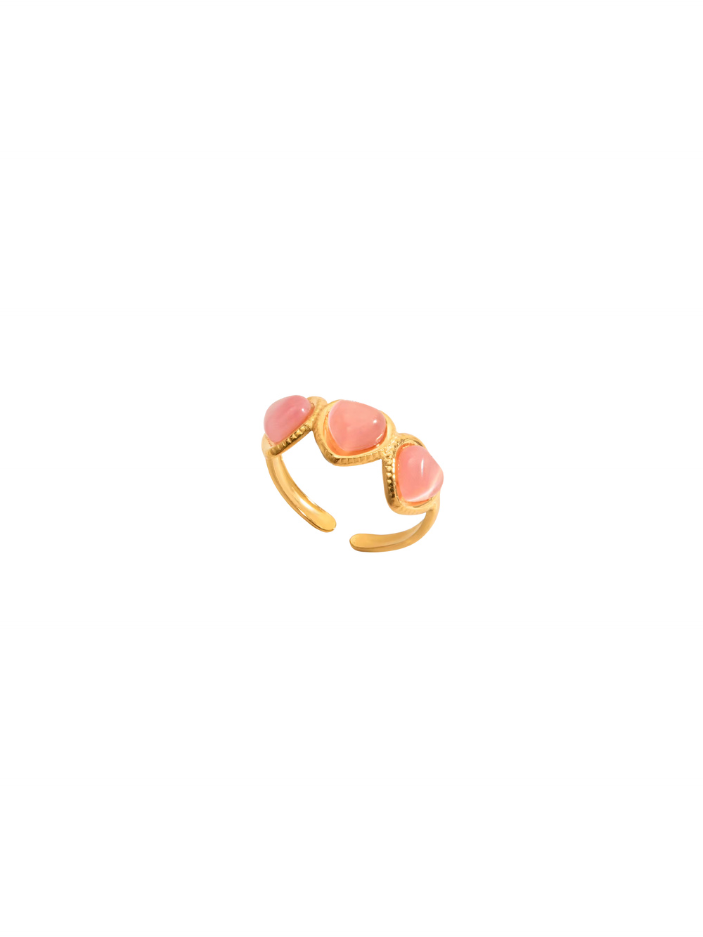 Anillo Semi Ajustable Corazones Rosas