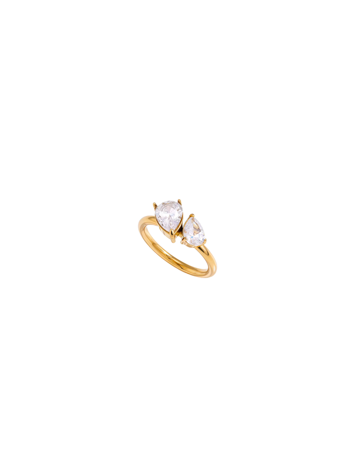 Anillo Doble Zirconia Gota