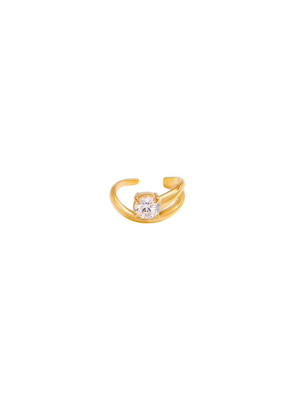 Anillo Abierto Doble Con Zirconia Central