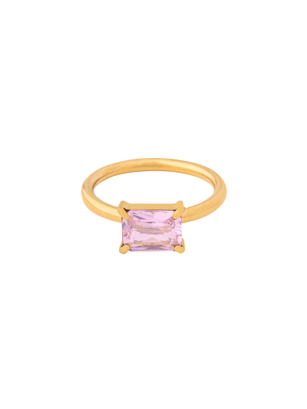Anillo Con Zirconia Central Rectangular