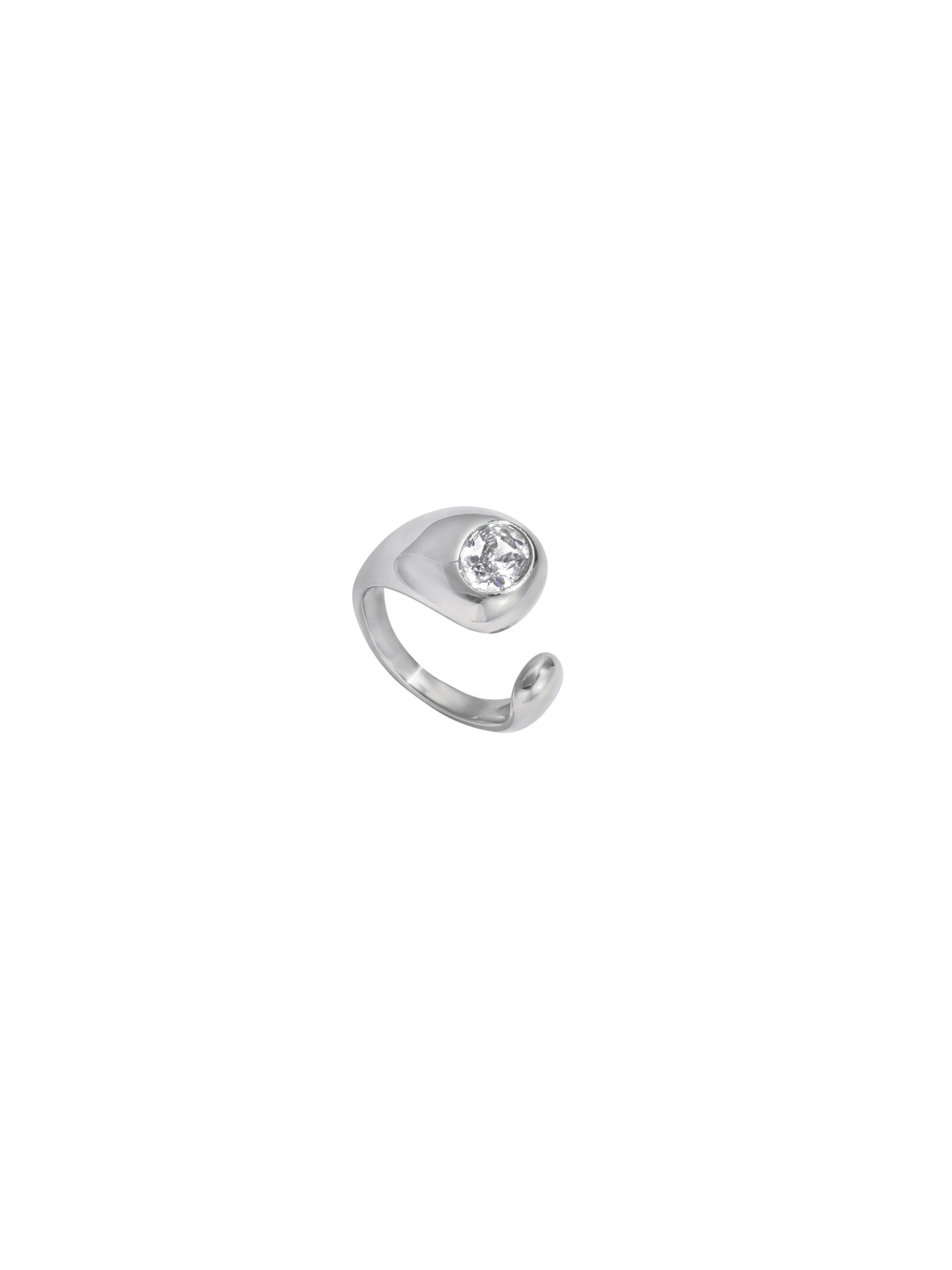 Anillo Abierto Grueso Con Zirconia Central