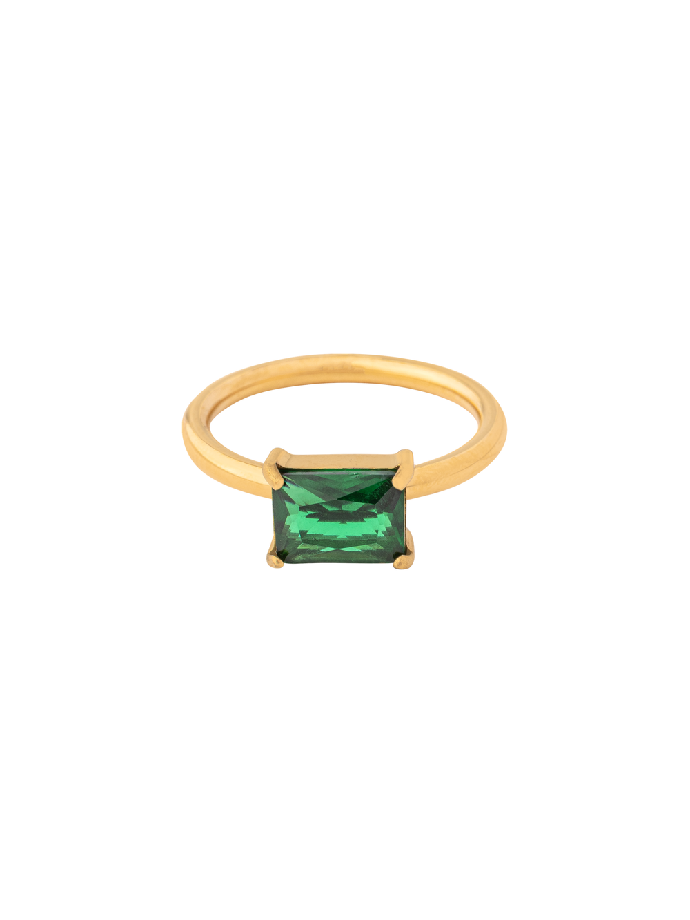 Anillo Con Zirconia Central Rectangular