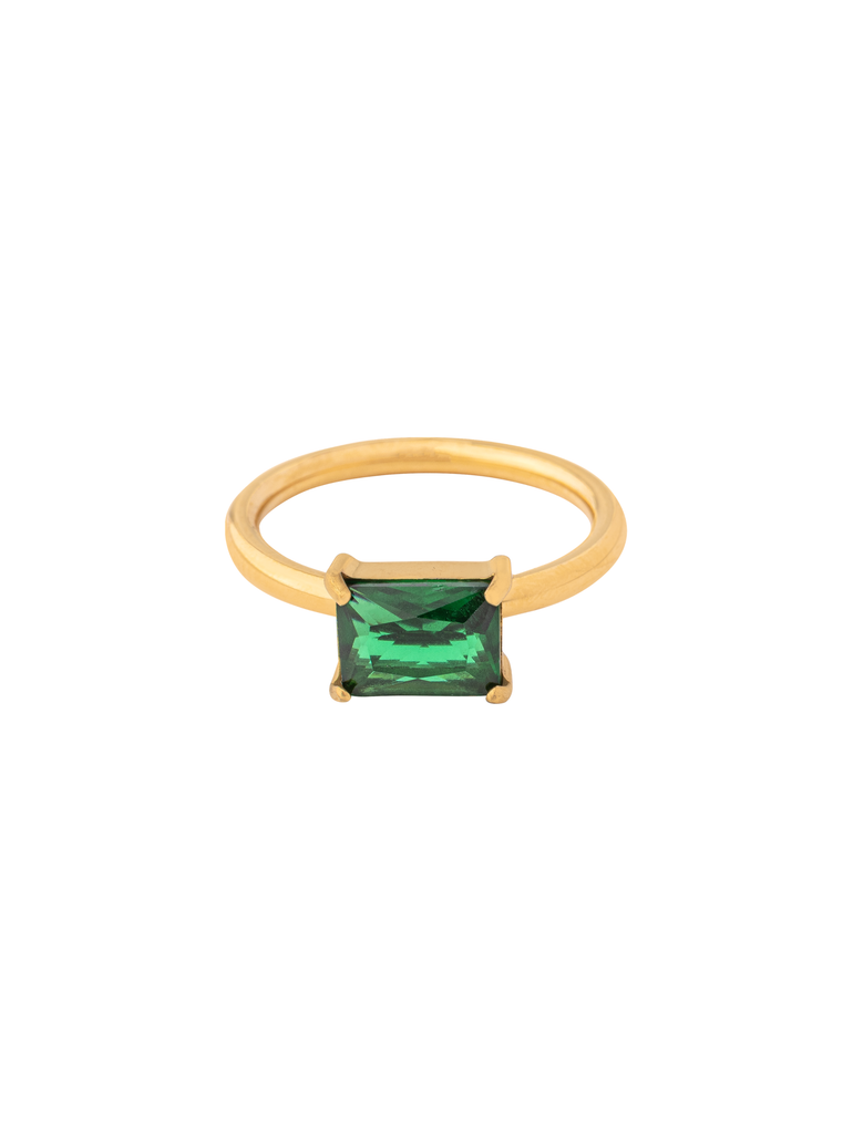 Anillo Con Zirconia Central Rectangular