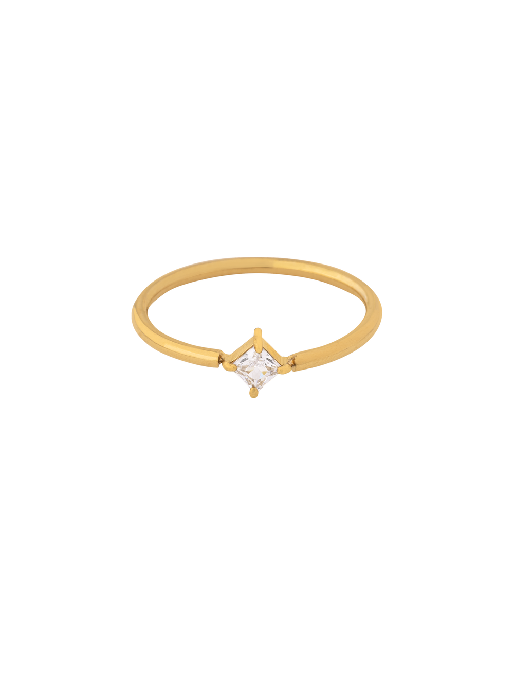 Anillo Delgado Con Rombo Zirconia