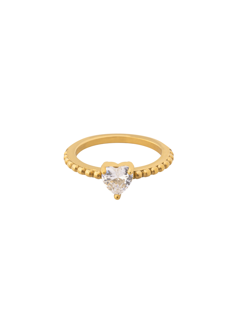 Anillo Bolitas Con Corazon Zirconia