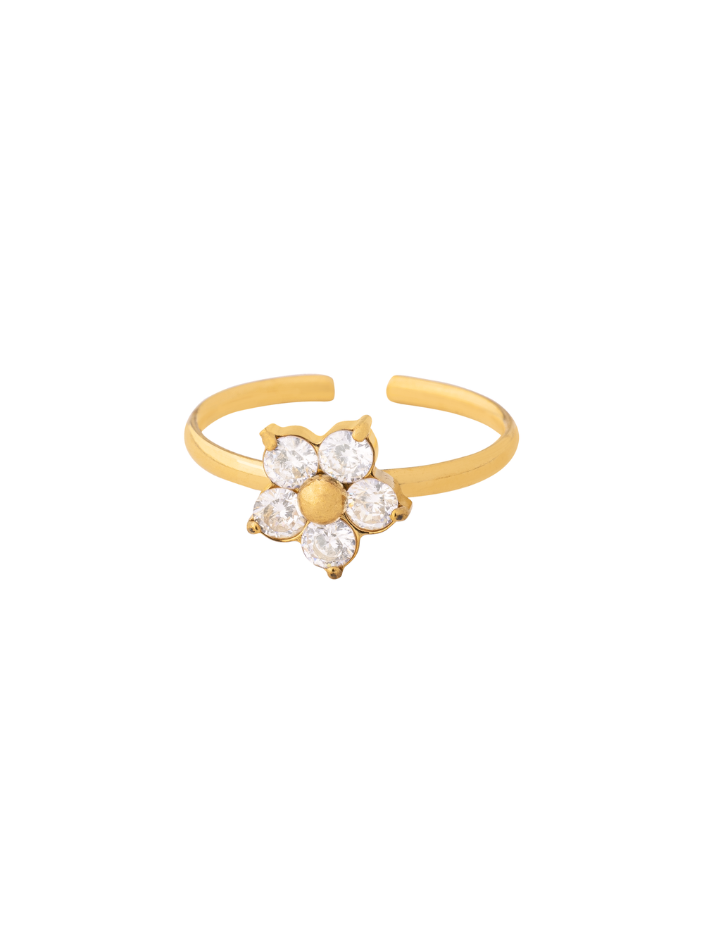 Anillo Ajustable Flor Zirconia