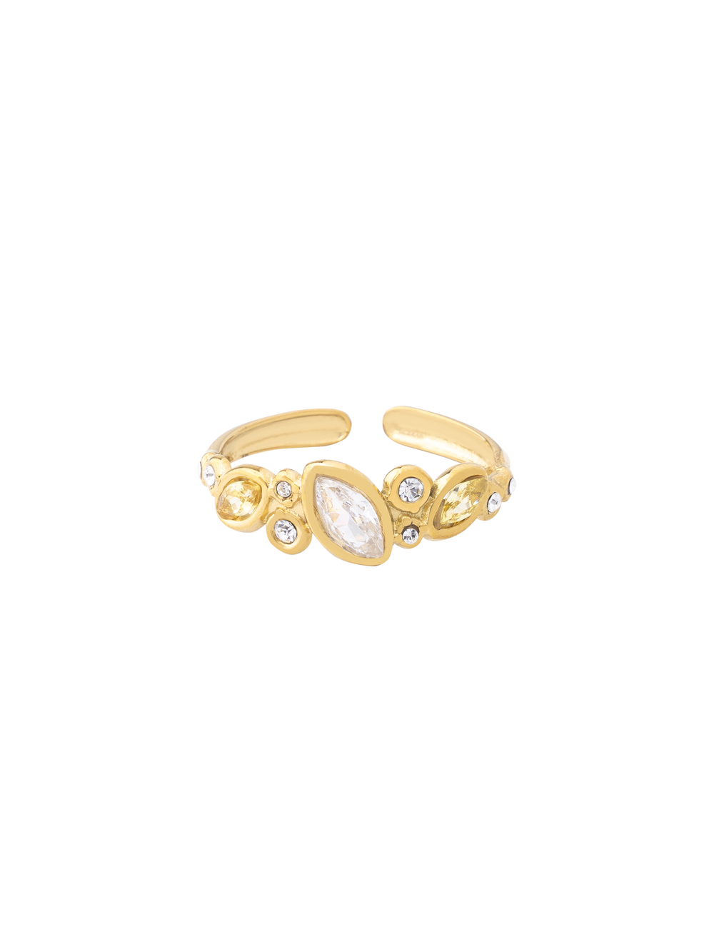 Anillo Ajustable Con Zirconias Amarillas