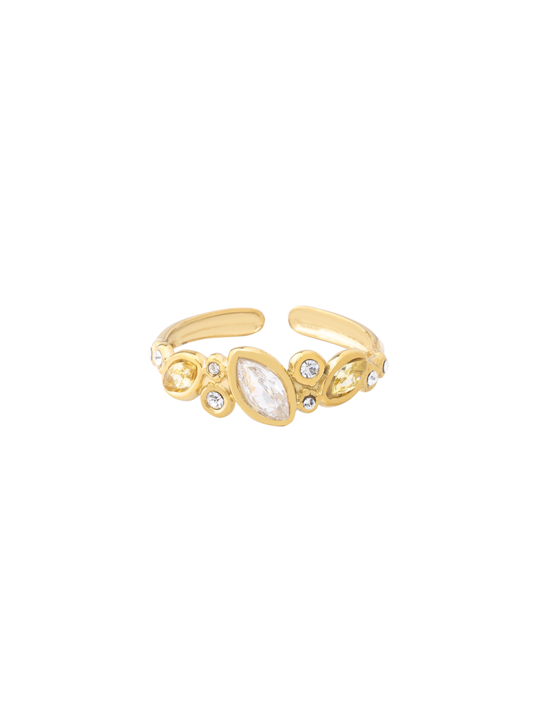 Anillo Ajustable Con Zirconias Amarillas