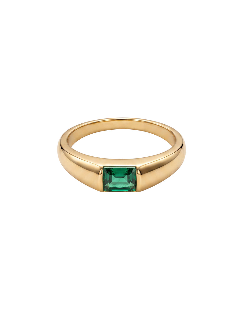 Anillo Con Zirconia Verde Central