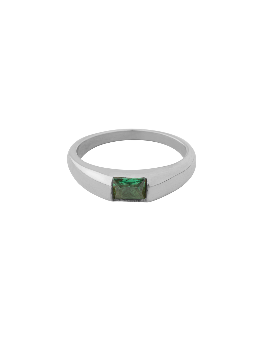 Anillo Con Zirconia Verde Central