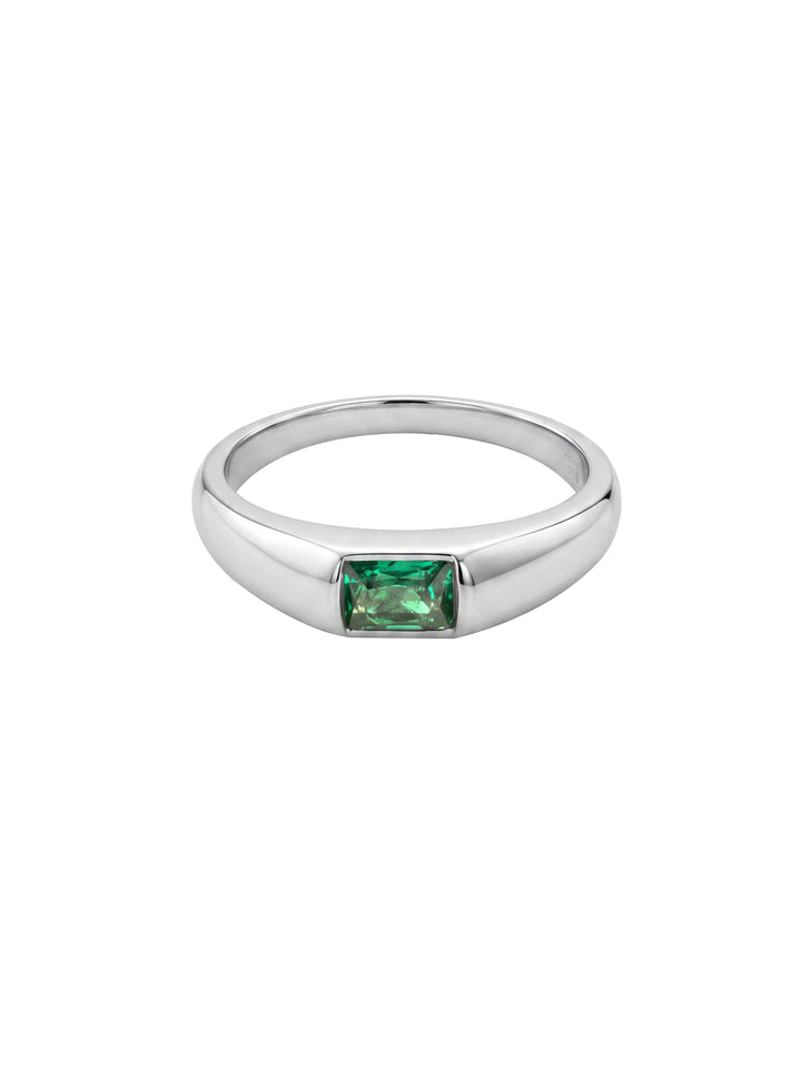 Anillo Con Zirconia Verde Central