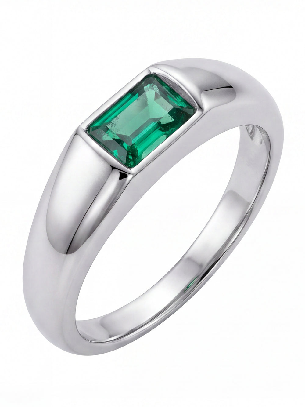 Anillo Con Zirconia Verde Central