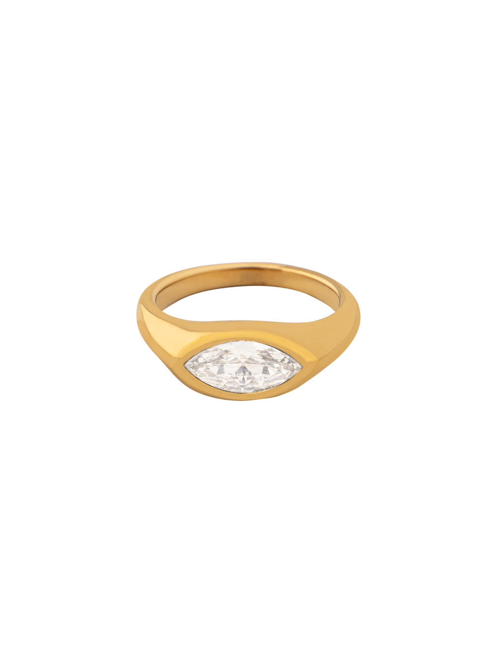 Anillo Con Zirconia Central Ovalada