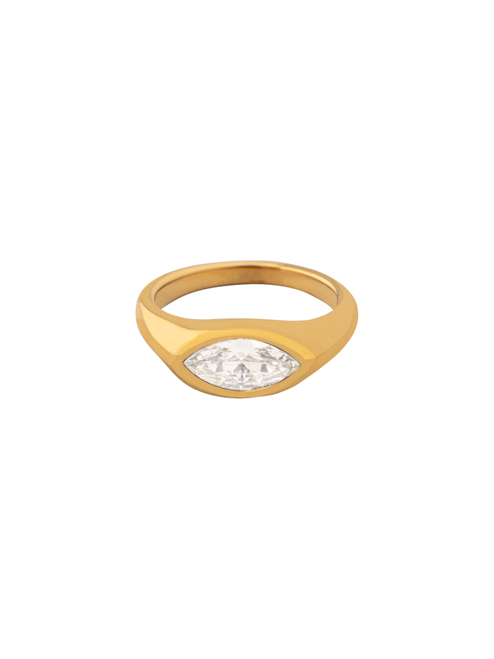 Anillo Con Zirconia Central Ovalada