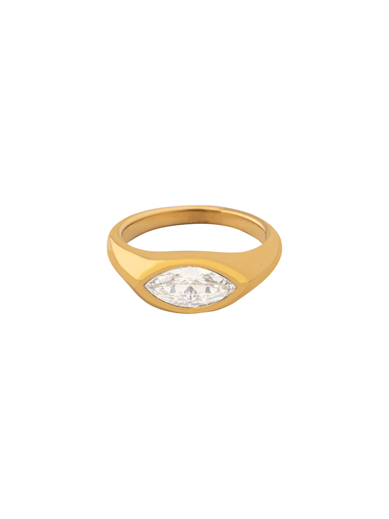 Anillo Con Zirconia Central Ovalada