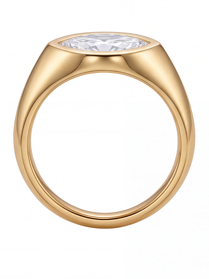 Anillo Con Zirconia Central Ovalada