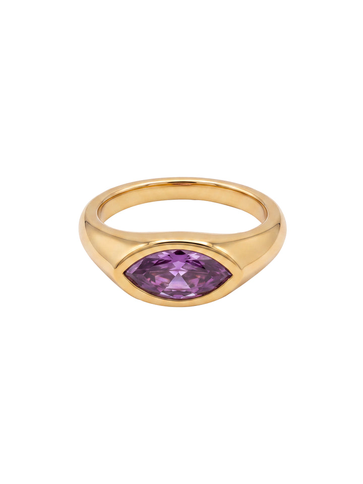 Anillo Con Zirconia Central Ovalada