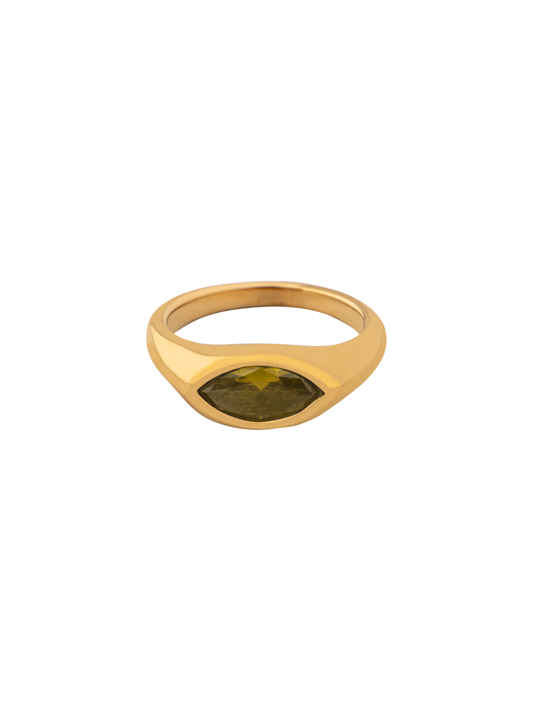 Anillo Con Zirconia Central Ovalada