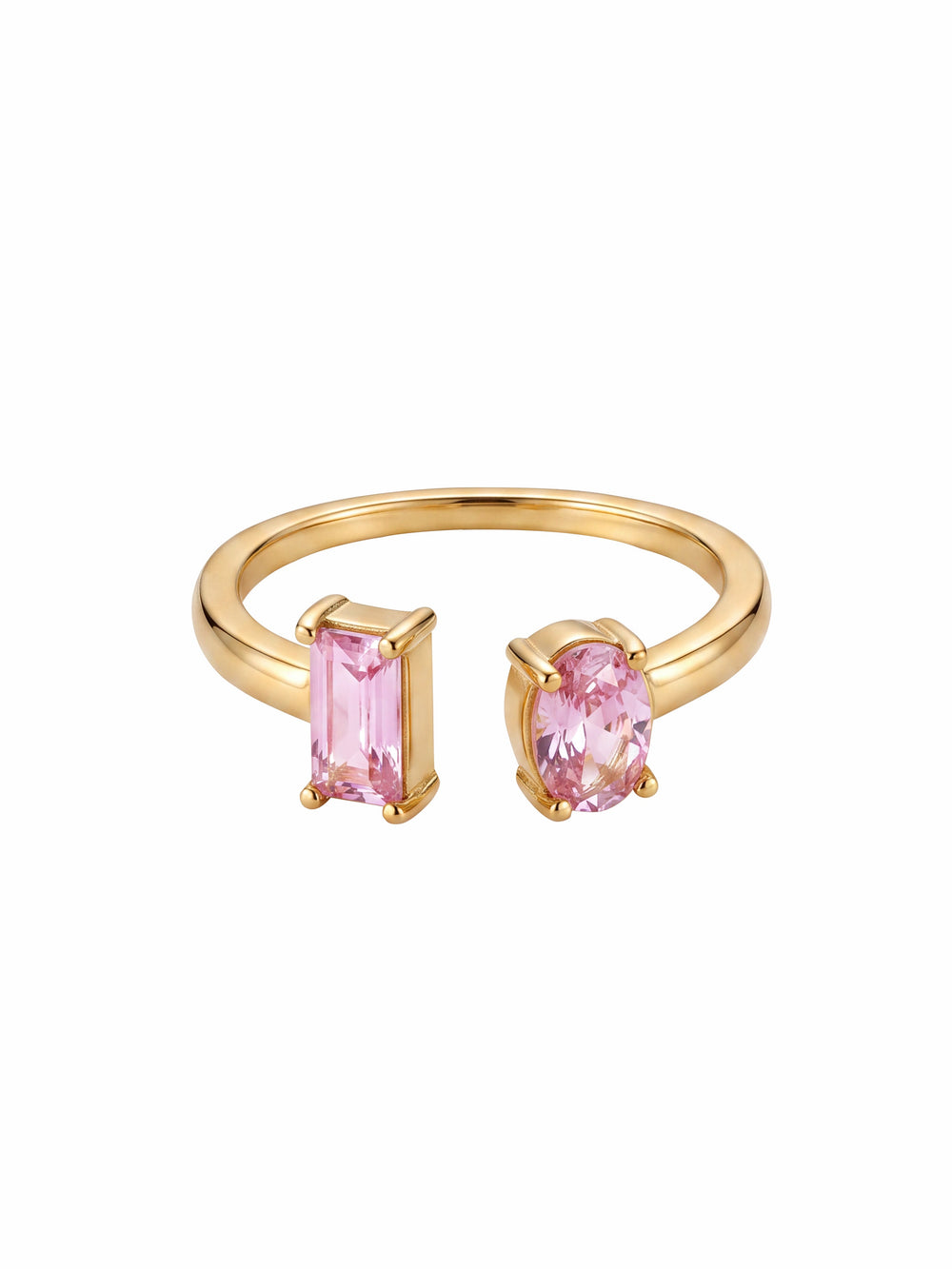 Anillo Semi Ajustable Zirconia Ovalada Y Baguette
