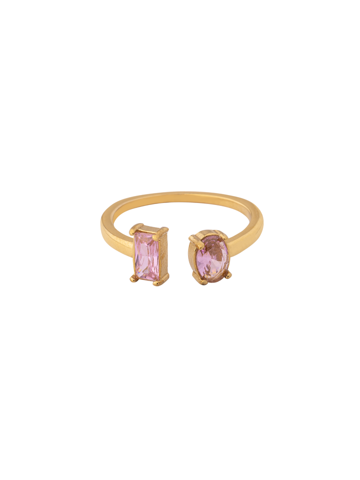 Anillo Semi Ajustable Zirconia Ovalada Y Baguette